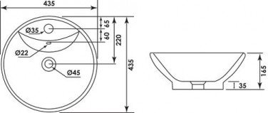 Vasque à poser ronde ø43,5x16,5 cm - BATHROOM THERAPY