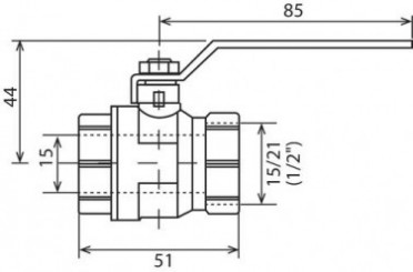 Vanne à sphère double femelle 15/21 V490 à manette plate