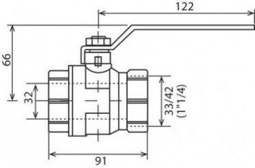 Vanne à sphère double femelle 33/42 V490 à manette plate