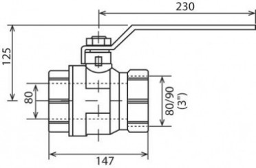 Vanne à sphère double femelle 80/90 V490 à manette plate