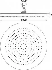 Pomme de tête ronde plate ø220mm