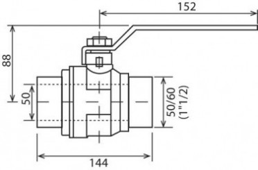 Vanne à sphère double mâle 50/60 V490 à manette plate