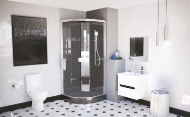Cabine de douche quart de cercle 90cm avec toit haut parleur