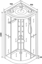 Cabine de douche quart de cercle 90cm avec toit haut parleur