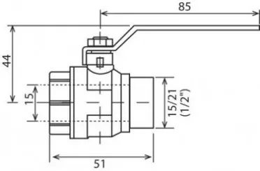 Vanne à sphère mâle femelle 15/21 V490 à manette plate