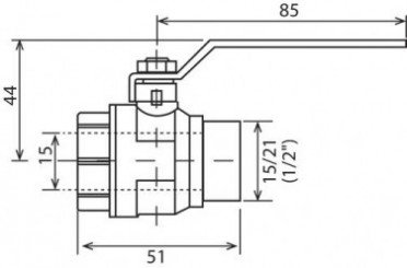 Vanne à sphère mâle femelle 15/21 V490 à manette plate - PRONORM