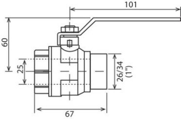 Vanne à sphère mâle femelle 26/34 V490 à manette plate - PRONORM