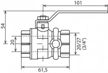 Vanne à sphère double femelle 20/27 à purge V490 à manette plate