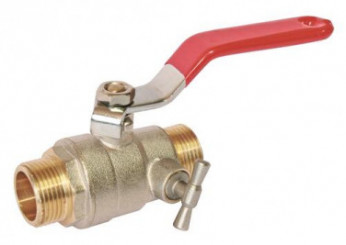 Vanne à sphère double mâle 15/21 à purge V490 à manette plate