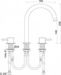 Mélangeur de lavabo 3 trous Ori'O 