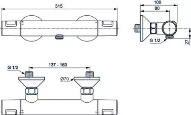 Mitigeur thermostatique de douche OLYOS - PORCHER