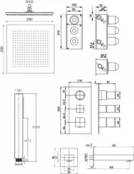 Pack thermostatique de bain/douche à encastrer Cuadr'O 
