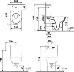Pack WC surélevé PMR sans bride - VITRA