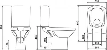 Pack WC carré double commande sans bride 