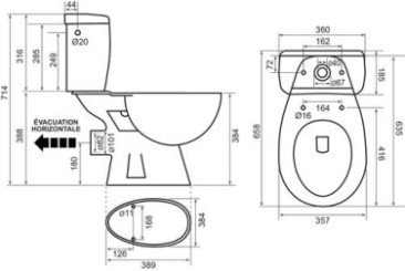 Pack WC horizontal double commande - ROLF
