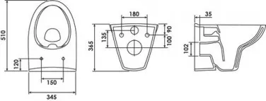 Cuvette suspendue sans bride 