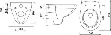 Cuvette suspendue sans bride 