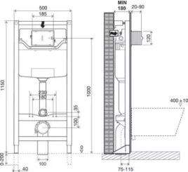 Bâti-support WC universel autoportant 3/6 litres 