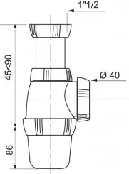 Siphon d'évier réglable ø40 