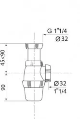 Siphon de lavabo plastique grand culot ø32 