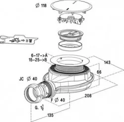 Bonde de douche horizontale extra-plate turboflow XS ø90 - NICOLL