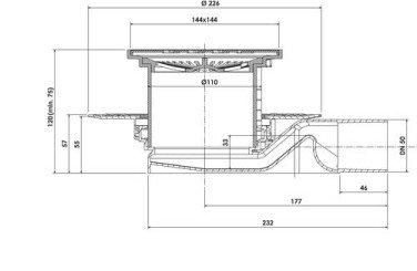Bonde de douche à carreler extra-plate
