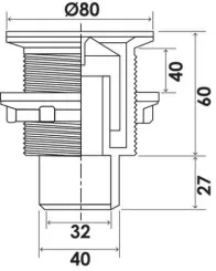 Bonde de douche verticale à coller ø60 - NICOLL