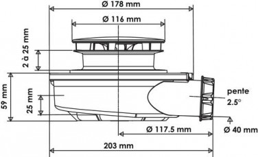 Bonde de douche horizontale extra-plate flush ø90 - VALENTIN