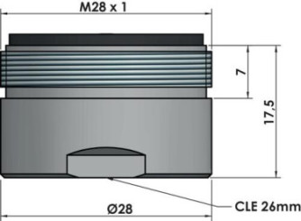 Aérateur mâle 28/100 grille plastique 25l/min