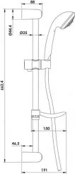 Ensemble barre anticalcaire 5 jets douchette ø90mm 