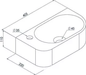 Lave-mains rectangulaire 40 x 21 cm