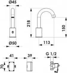 Robinet de lavabo électronique infrarouge bec haut 