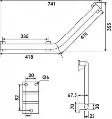 Barre de maintien coudée 135° ARSIS gris anthracite - PELLET