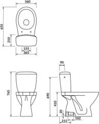 Pack WC sortie verticale double commande 