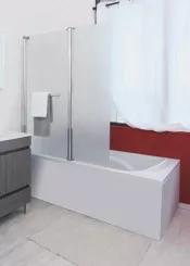 Pare-baignoire 2 volets 140x120cm verre trempe dépoli