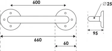Barre de maintien aluminium 60cm