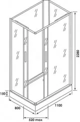Cabine de douche accès d'angle 80x110mm ILDA
