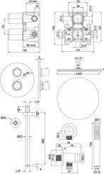 Pack thermostatique de douche à encastrer Ori'O 