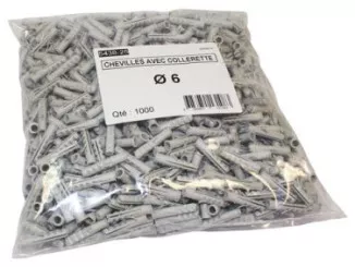 Cheville plastique à collerette pour matériaux pleins 6mm