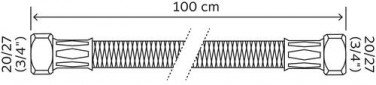 Flexible chauffage droit 1000mm ø19 à 2 écrous tournants 20/27