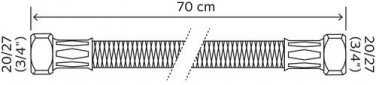Flexible chauffage droit 700mm ø19 à 2 écrous tournants 20/27