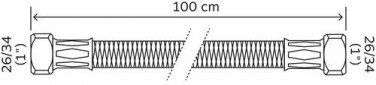 Flexible chauffage droit 1000mm ø25 à 2 écrous tournants 26/34 - SOMATHERM