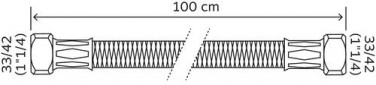 Flexible chauffage droit 1000mm ø32 à 2 écrous tournants 33/42
