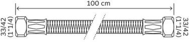 Flexible chauffage droit 1000mm ø32 à 2 écrous tournants 33/42 - SOMATHERM