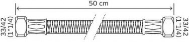 Flexible chauffage droit 500mm ø32 à 2 écrous tournants 33/42