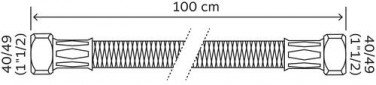 Flexible chauffage droit 1000mm ø40 à 2 écrous tournants 40/49