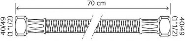 Flexible chauffage droit 700mm ø40 à 2 écrous tournants 40/49
