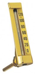 Thermomètre industriel équerre 90°  0°C à +120°C 150mm plonge 100mm
