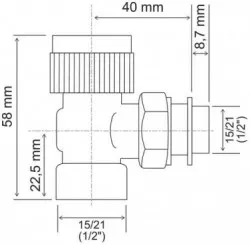 Corps de robinet thermostatique équerre femelle 15/21