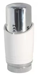 Tête thermostatique design pour sèche-serviettes blanc-chrome